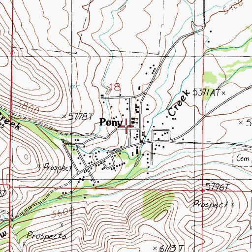 Topographic Map of Pony School (historical), MT