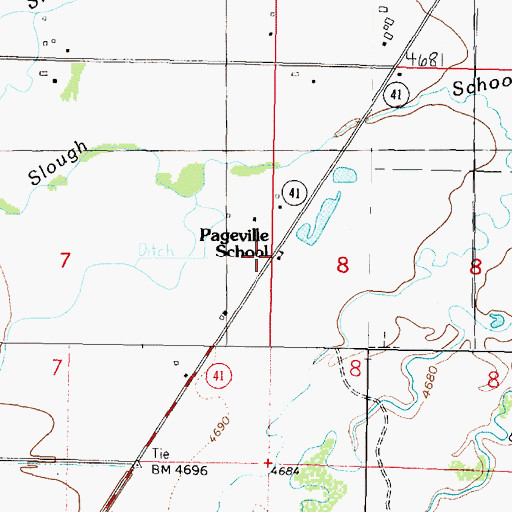 Topographic Map of Pageville Post Office (historical), MT