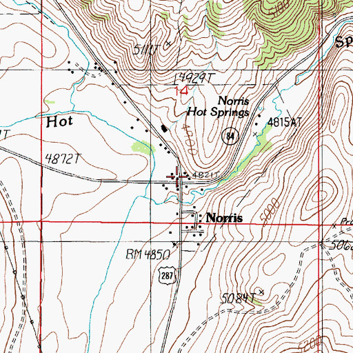 Topographic Map of Norris Post Office, MT