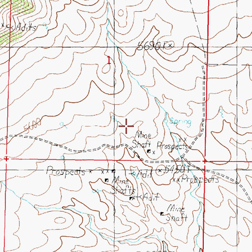Topographic Map of Muriers (historical), MT