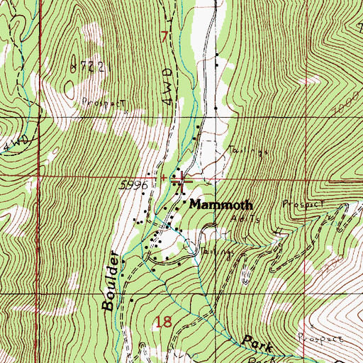 Topographic Map of Mammoth Post Office (historical), MT