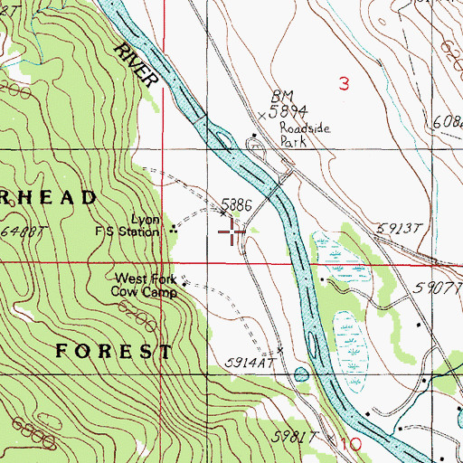 Topographic Map of Lyon School (historical), MT