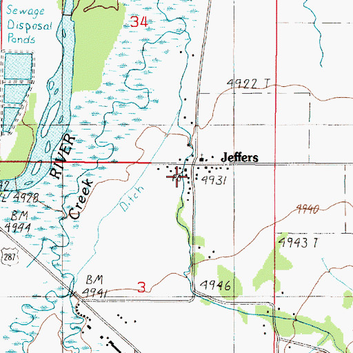 Topographic Map of Jeffers School (historical), MT