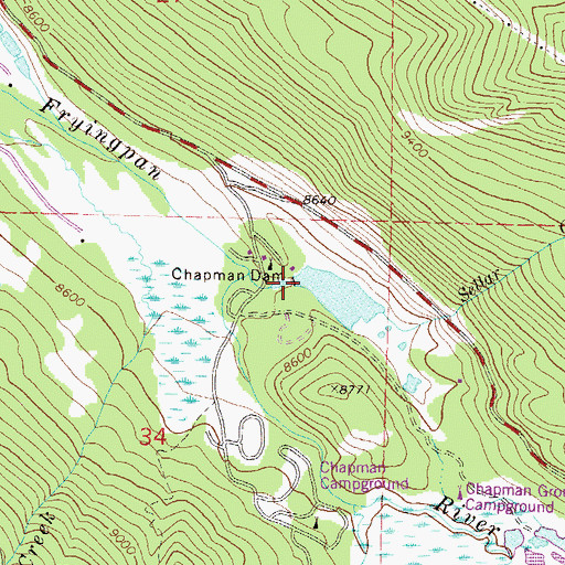 Topographic Map of Chapman Dam, CO