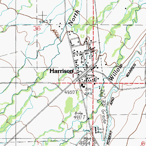 Topographic Map of Harrison Post Office, MT