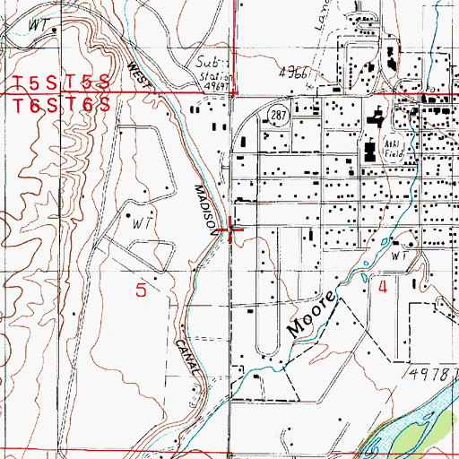 Topographic Map of Ennis Post Office, MT