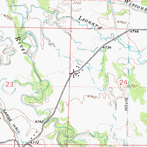 Topographic Map of Cottonwood Ranch (historical), MT