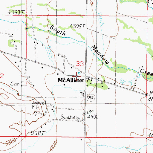 Topographic Map of McAllister Church (historical), MT