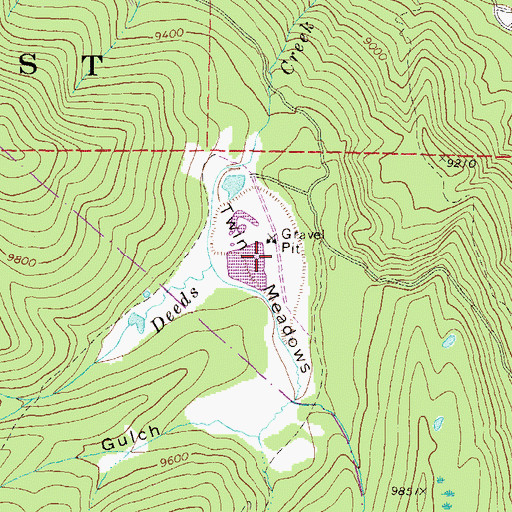 Topographic Map of Twin Meadows, CO