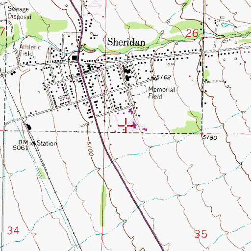 Topographic Map of Tobacco Root Mountains Care Center, MT
