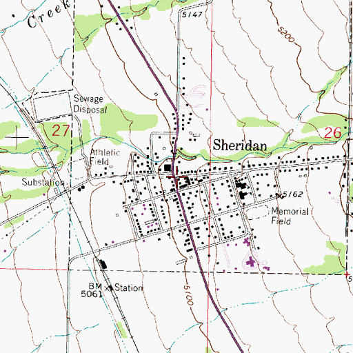 Topographic Map of Sheridan Public Library, MT