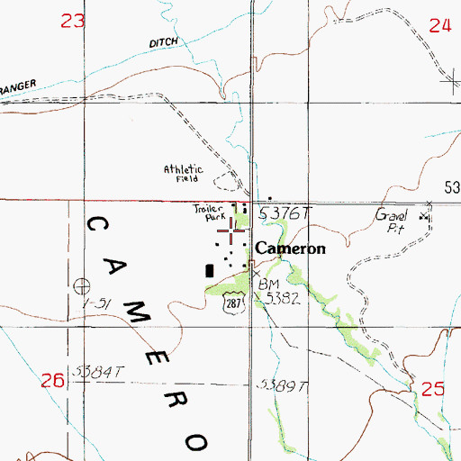 Topographic Map of Cameron Post Office, MT