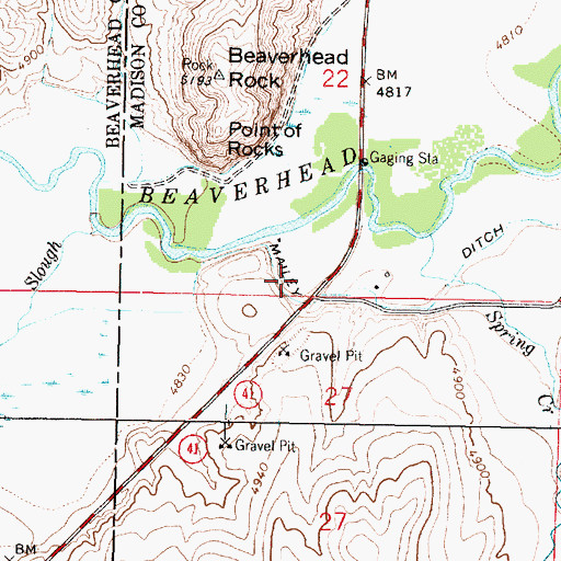 Topographic Map of Point of Rocks School (historical), MT