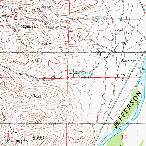 Topographic Map of Barkell Hot Springs, MT