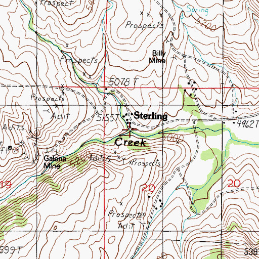 Topographic Map of Sterling School (historical), MT