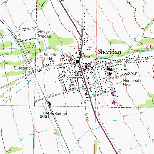 Topographic Map of Sheridan Post Office, MT