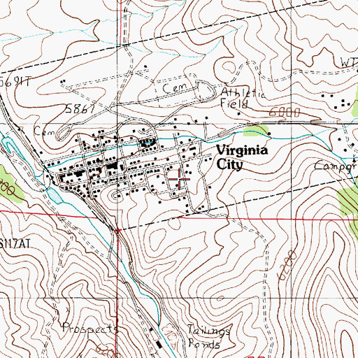 Topographic Map of Virginia City Park, MT