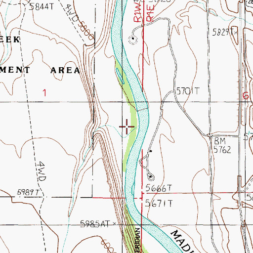 Topographic Map of Curley Bill Creek, MT