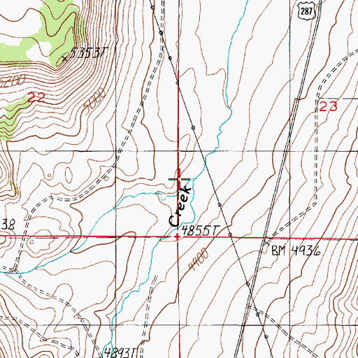 Topographic Map of Woods Creek, MT