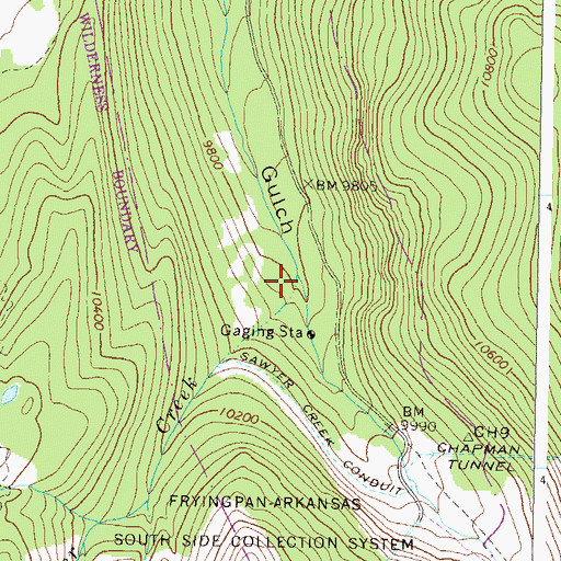 Topographic Map of Sawyer Creek, CO