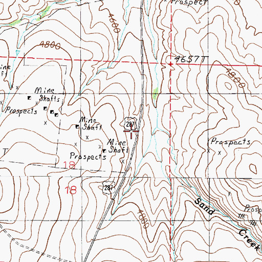 Topographic Map of Sandcreek Post Office (historical), MT