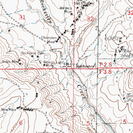 Topographic Map of Rochester Post Office (historical), MT