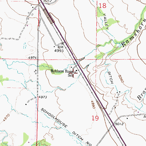 Topographic Map of Robbers Roost Historical Marker, MT