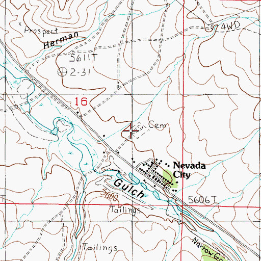Topographic Map of Nevada City Cemetery, MT