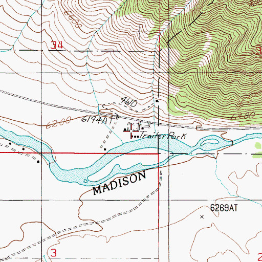 Topographic Map of Slide Inn, MT