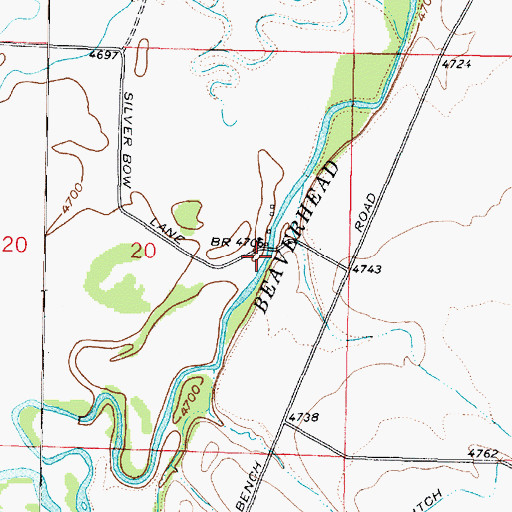 Topographic Map of Beaverhead River Bridge, MT