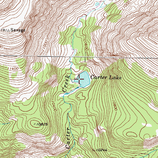 Topographic Map of Carter Lake, CO
