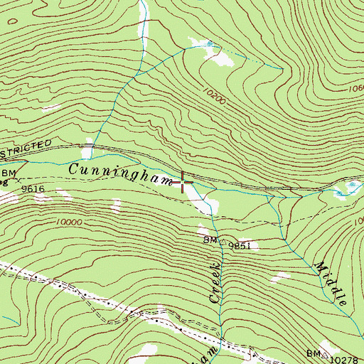 Topographic Map of South Cunningham Creek, CO