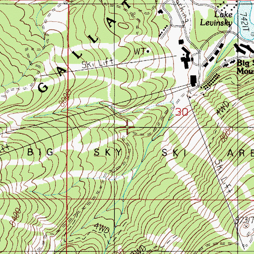 Topographic Map of Never Sweat Ski Trail, MT