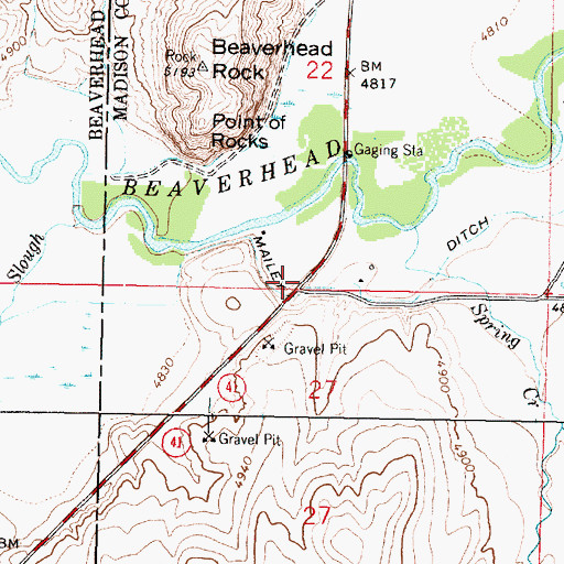 Topographic Map of Beaverhead Rock Historical Marker, MT