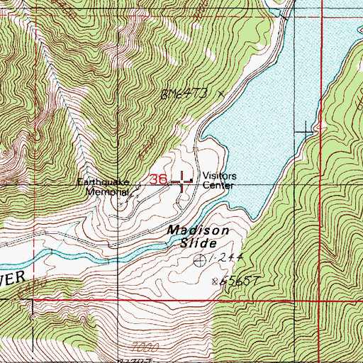 Topographic Map of Earthquake Lake Visitor Center, MT