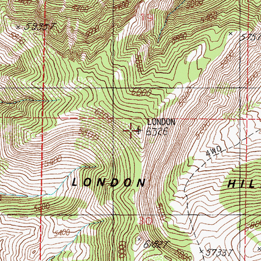 Topographic Map of London Peak, MT