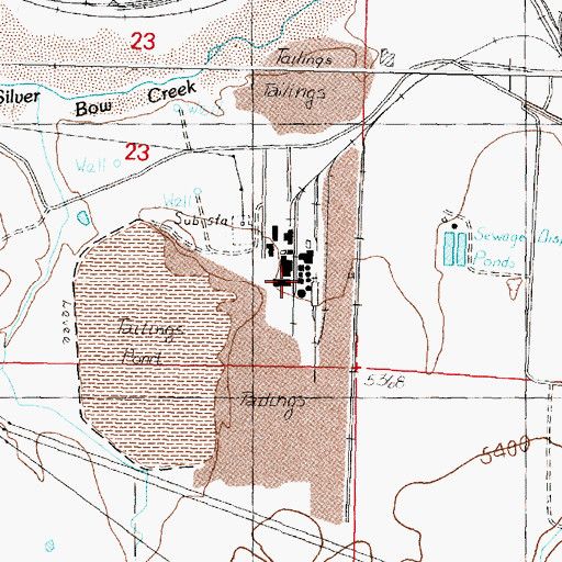 Topographic Map of Silverbow Post Office (historical), MT
