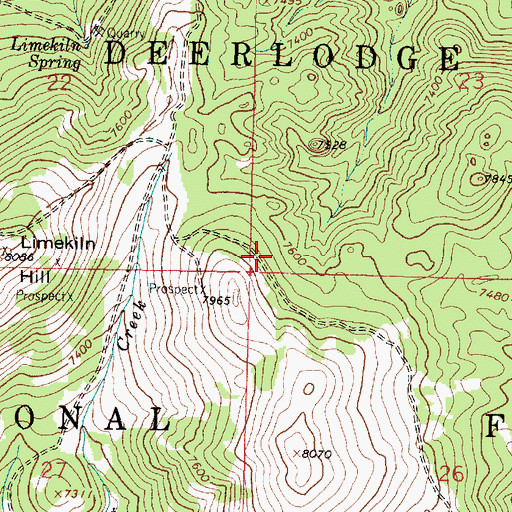 Topographic Map of Red Mountain Post Office (historical), MT