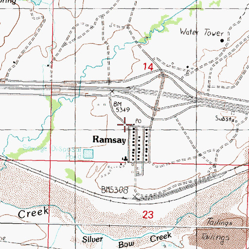 Topographic Map of Ramsay Post Office, MT