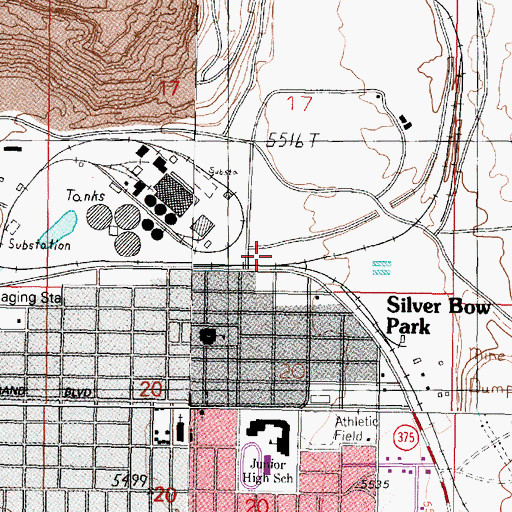 Topographic Map of Montana Union Transfer (historical), MT
