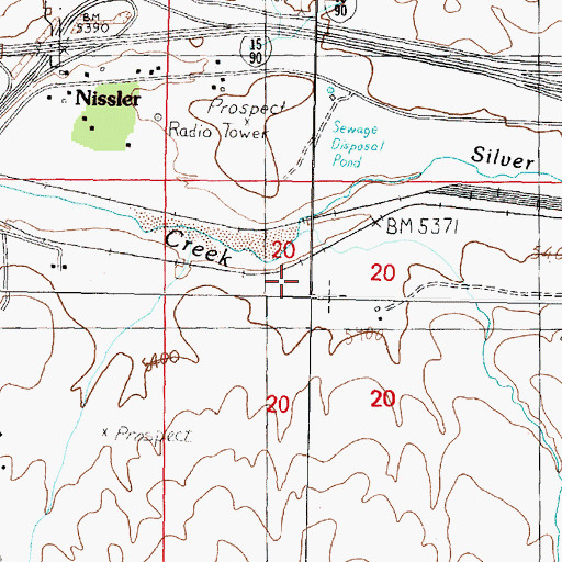 Topographic Map of McMinnville (historical), MT