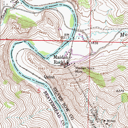 Topographic Map of Maiden Rock, MT