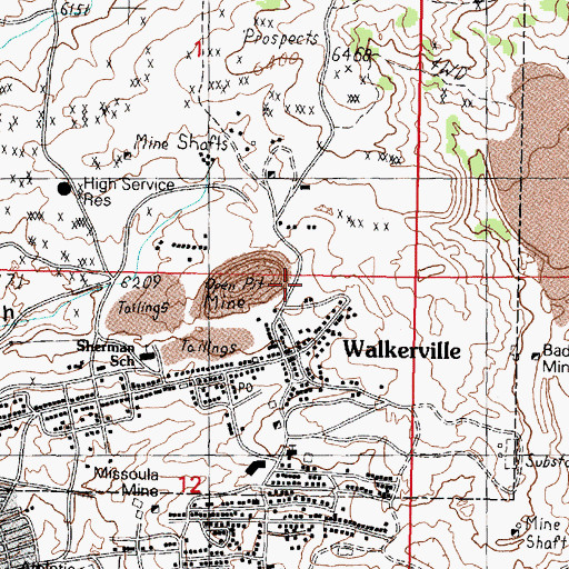 Topographic Map of Allendale (historical), MT