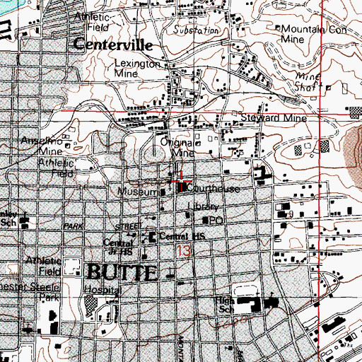 Topographic Map of Butte - Silver Bow County Sheriff's Office, MT