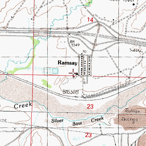 Topographic Map of Ramsay School, MT