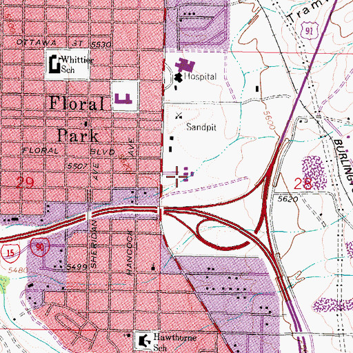 Topographic Map of Hillcrest School, MT