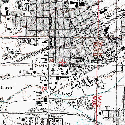 Topographic Map of United Pentecostal Church of Butte, MT