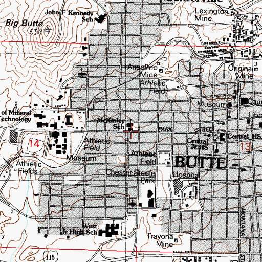 Topographic Map of Park Street Baptist Church, MT