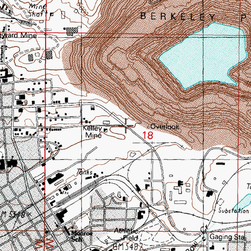 Topographic Map of Berkeley Pit Viewing Stand, MT