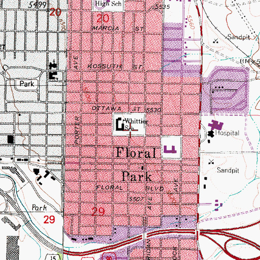 Topographic Map of Whittier Park, MT